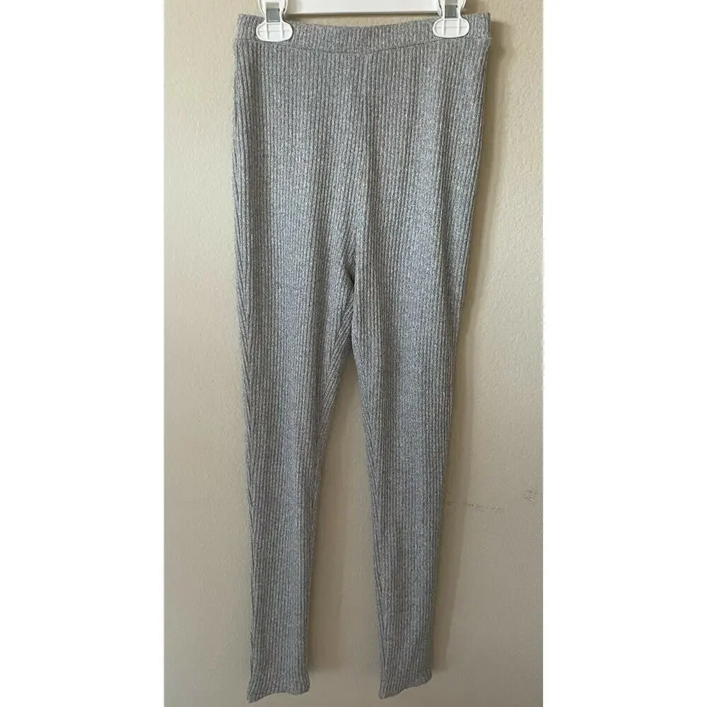 MESHKI Fauve Grey Gray Rib Knit Lined Skinny Pants Size XS Inseam 26.5